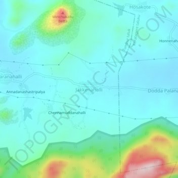 Jakkenahalli topographic map, elevation, terrain