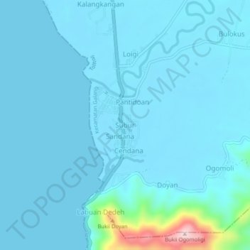 Subur topographic map, elevation, terrain