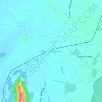 Moragollagama topographic map, elevation, terrain