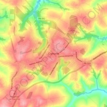 Cianorte topographic map, elevation, terrain