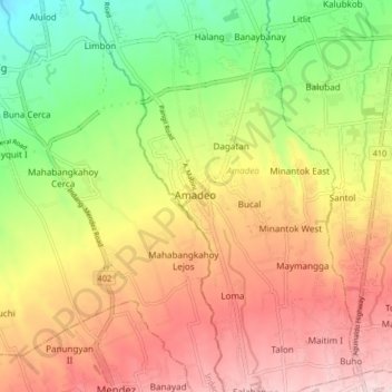 Amadeo topographic map, elevation, terrain