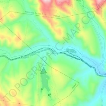 San Diego topographic map, elevation, terrain