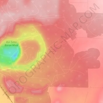 Baker topographic map, elevation, terrain