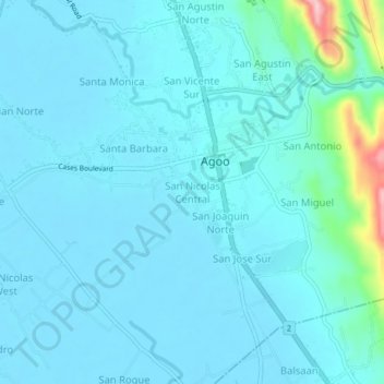 San Nicolas Central topographic map, elevation, terrain