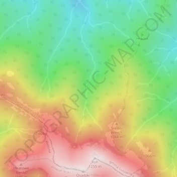 Bieszczady topographic map, elevation, terrain
