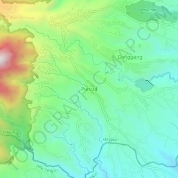 Poncol topographic map, elevation, terrain
