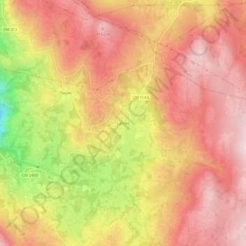 Lamas topographic map, elevation, terrain