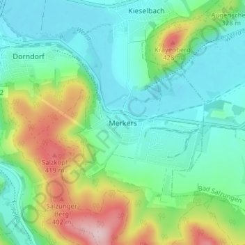 Merkers topographic map, elevation, terrain