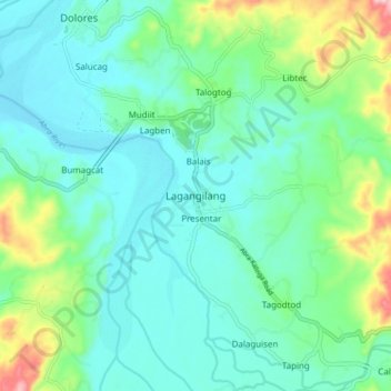 Lagangilang topographic map, elevation, terrain