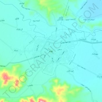 Naghadeh topographic map, elevation, terrain