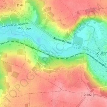 Coubertin topographic map, elevation, terrain