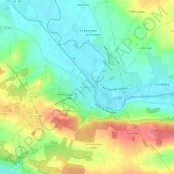 Malestroit topographic map, elevation, terrain