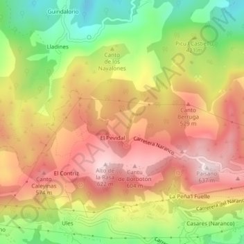 La Vara topographic map, elevation, terrain