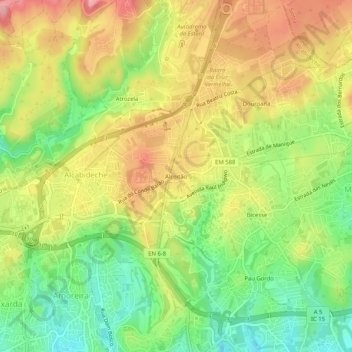 Alcoitão topographic map, elevation, terrain