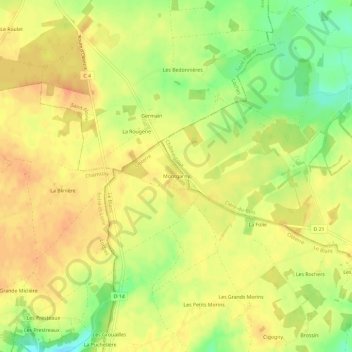 Montgarny topographic map, elevation, terrain