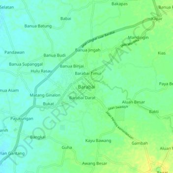 Barabai topographic map, elevation, terrain