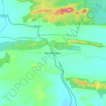 Biramitrapur topographic map, elevation, terrain