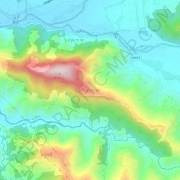 Thansing topographic map, elevation, terrain