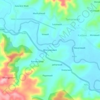 Bhonsalewadi topographic map, elevation, terrain