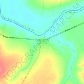 Aparecida do Rio Claro topographic map, elevation, terrain