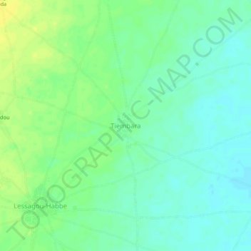 Tiémara topographic map, elevation, terrain