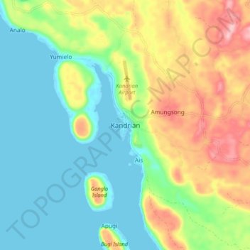 Kandrian topographic map, elevation, terrain