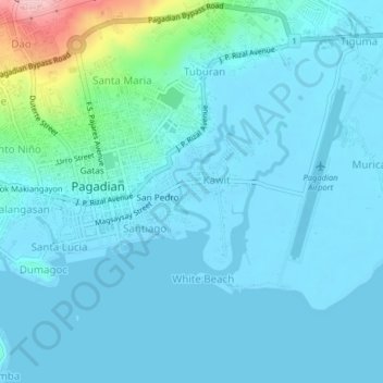 Purok Pagang topographic map, elevation, terrain