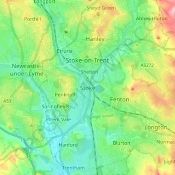 Stoke topographic map, elevation, terrain
