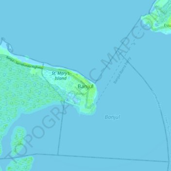Banjul topographic map, elevation, terrain