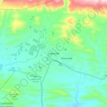Ladismith topographic map, elevation, terrain
