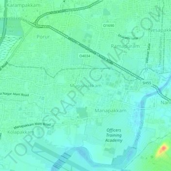 Mugalivakkam topographic map, elevation, terrain