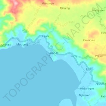 Paranas topographic map, elevation, terrain