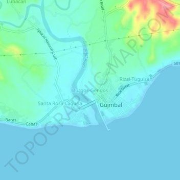 Burgos-Gengos topographic map, elevation, terrain