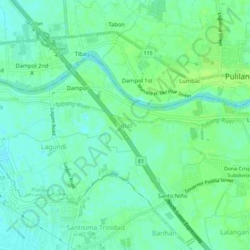 Sipat topographic map, elevation, terrain