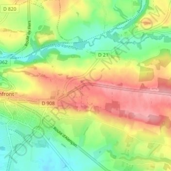 Beauvent topographic map, elevation, terrain