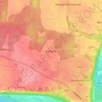 Didvyriai topographic map, elevation, terrain