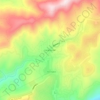 Camp Connell topographic map, elevation, terrain