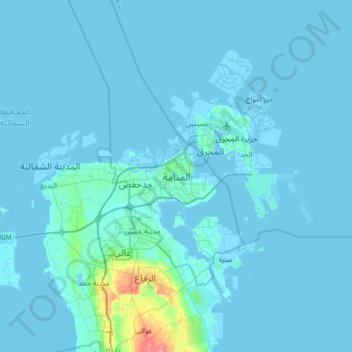 Manama topographic map, elevation, terrain