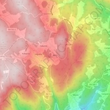 Agros topographic map, elevation, terrain
