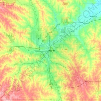 Lincoln topographic map, elevation, terrain