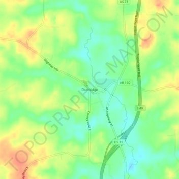 Doddridge topographic map, elevation, terrain