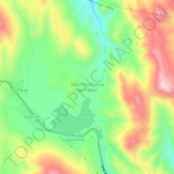 Machacamarca de Potosi topographic map, elevation, terrain