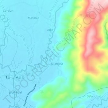 Talangka topographic map, elevation, terrain