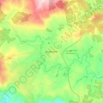 Richmond topographic map, elevation, terrain