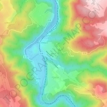 Aussac topographic map, elevation, terrain