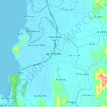 Santa Maria topographic map, elevation, terrain
