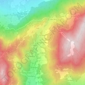 Chez Collomb topographic map, elevation, terrain