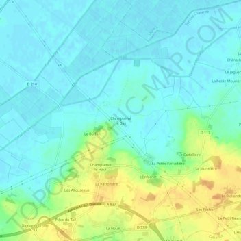 Champservé le Bas topographic map, elevation, terrain