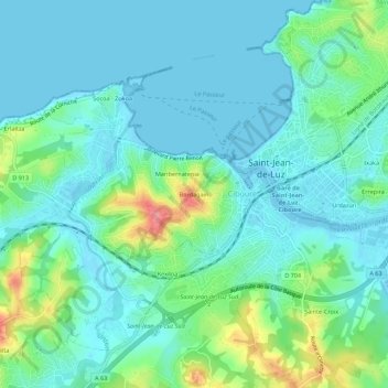 Bordagain topographic map, elevation, terrain