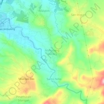 Mahabang Dahilig topographic map, elevation, terrain